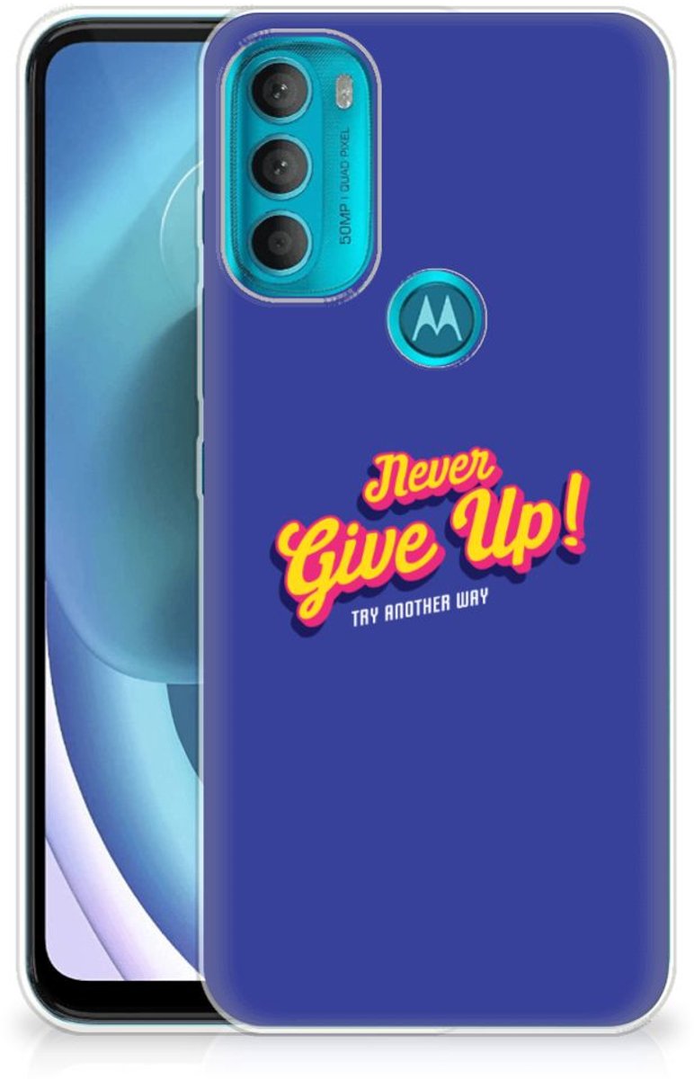 Motorola Moto G71 5G Siliconen hoesje met naam Never Give Up