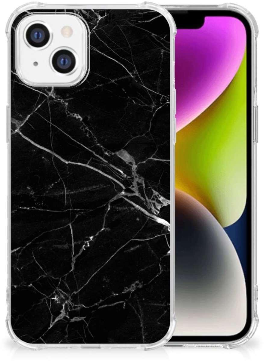 iPhone 14 Anti-Shock Hoesje Marmer Zwart - Origineel Cadeau Vader