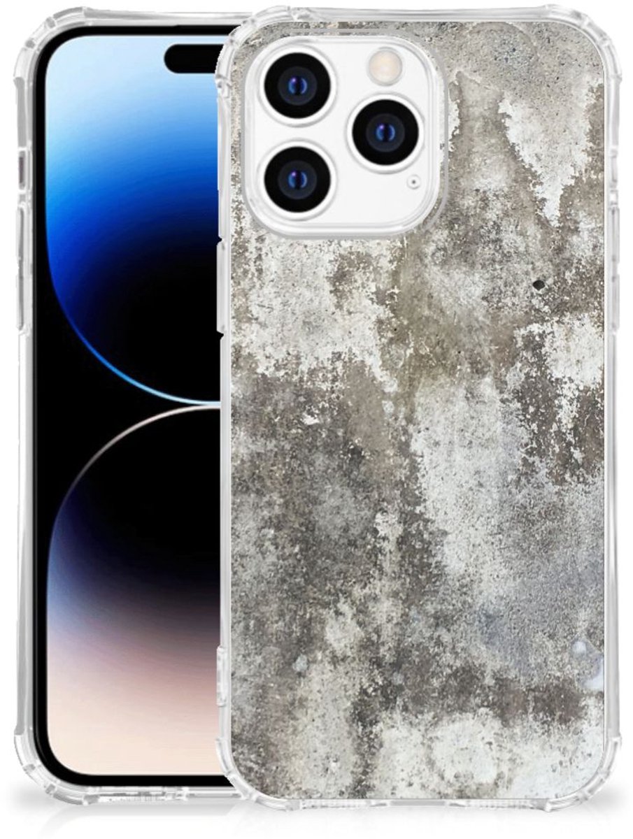 Apple iPhone 14 Pro Max Anti-Shock Hoesje Beton Print