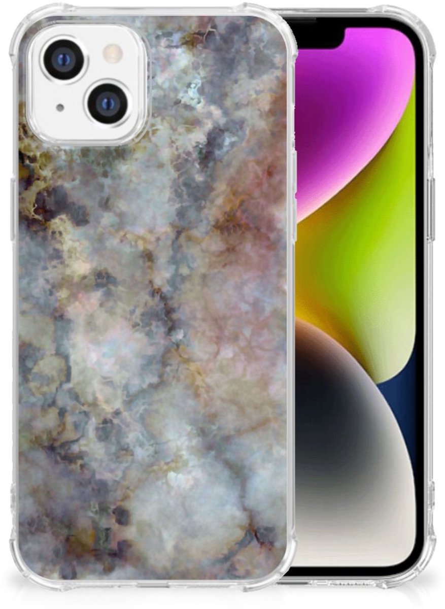 iPhone 14 Anti-Shock Hoesje Marmer Grijs