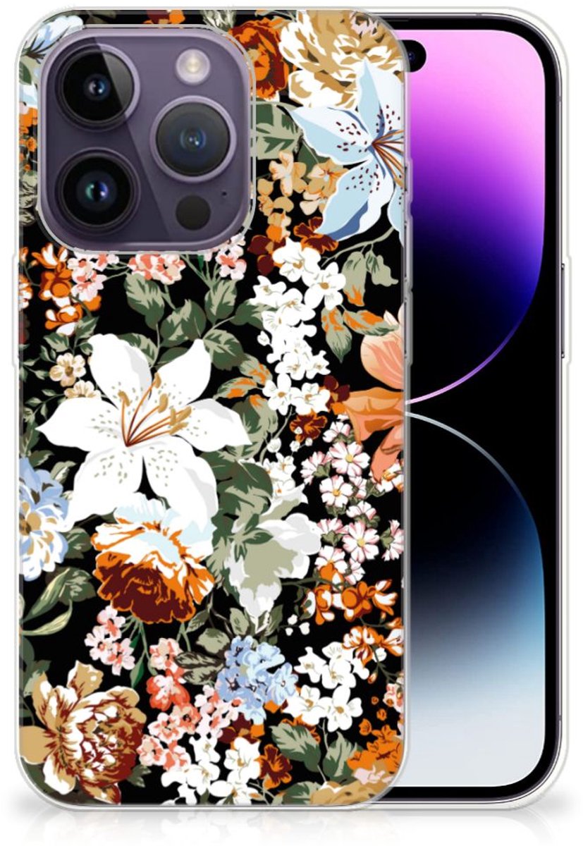 TPU Case voor Apple iPhone 14 Pro Dark Flowers
