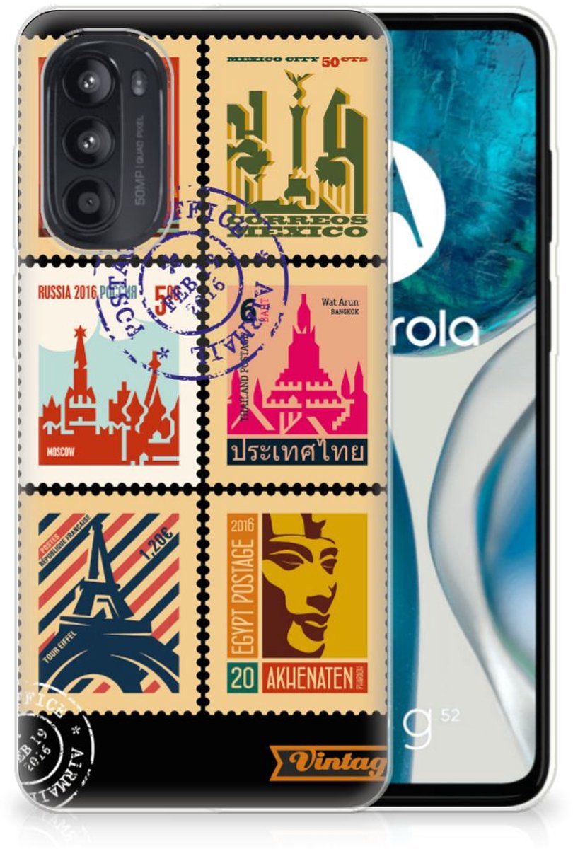 Motorola Moto G52/G82 Siliconen Back Cover Postzegels