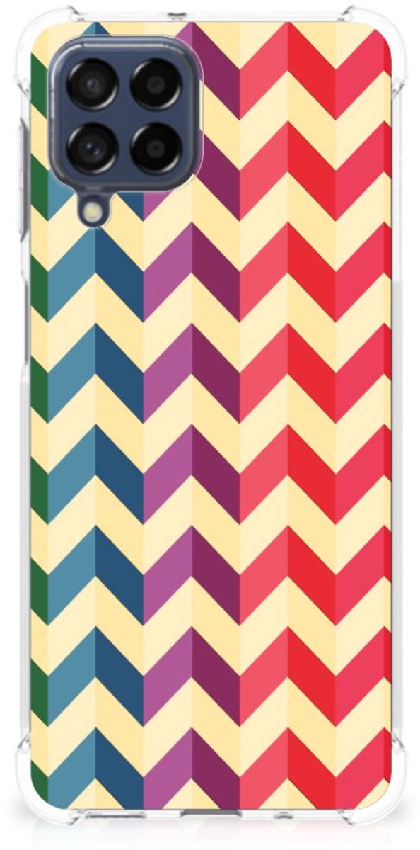 Samsung Galaxy M53 Doorzichtige Silicone Hoesje Zigzag Multi Color