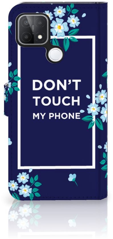 Coque Téléphone OPPO A15 Coque avec pour Fleurs Bleues Do Not Touch My Phone
