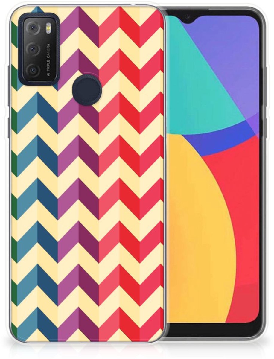 Alcatel 1S (2021) TPU bumper Zigzag Multi Color