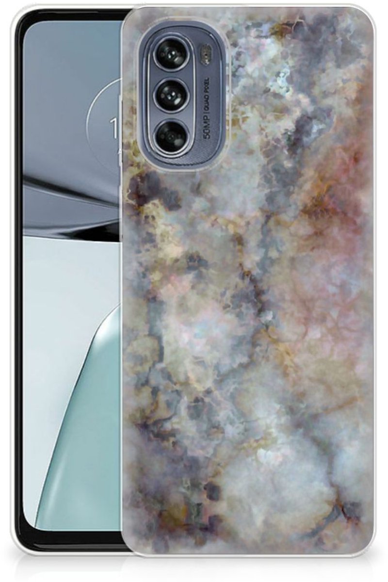 Motorola Moto G62 5G TPU Siliconen Hoesje Marmer Grijs