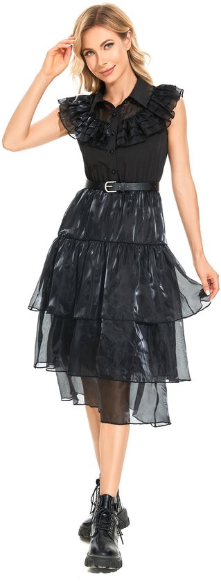 jakloz Halloween kostuum voor dames, middeleeuws en renaissance met capuchon, gotisch kleed voor Victoriaanse carnaval en Fasching, cosplay kostuum ((Zilver, L
