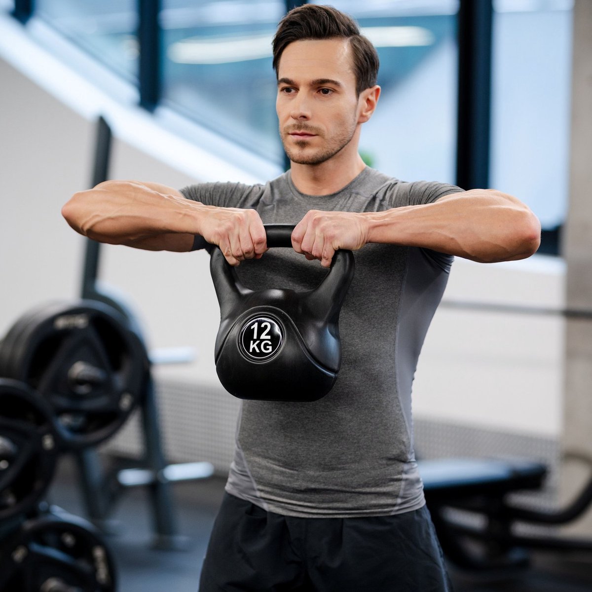 Gymtek® Kettlebell Dumbbell - 12kg - Kettlebell, Halter, Balgewicht – foto 3