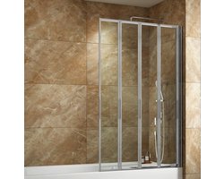 4-delig Inklapbare Badwand 85 x 140 cm - 4 mm Veiligheidsglas - Plaatsing Links of Rechts - Anti-kalk Coating