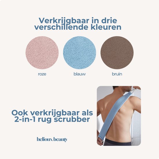Helioux® Scrub Handschoen Blauw - Exfoliating Glove - Scrub Washand Voor Lichaam & Gezicht - Verwijderen Van Dode Huidcellen of Zelfbruiner - Blauw - Blue - Extra Large