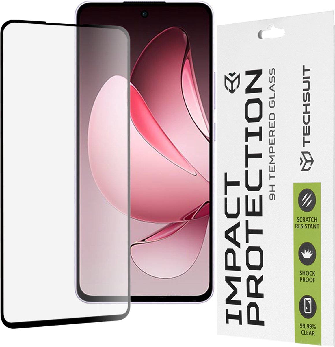 Screenprotector voor Oppo Reno13 F 4G/5G - Techsuit Full Cover Impact Protection - Zwart