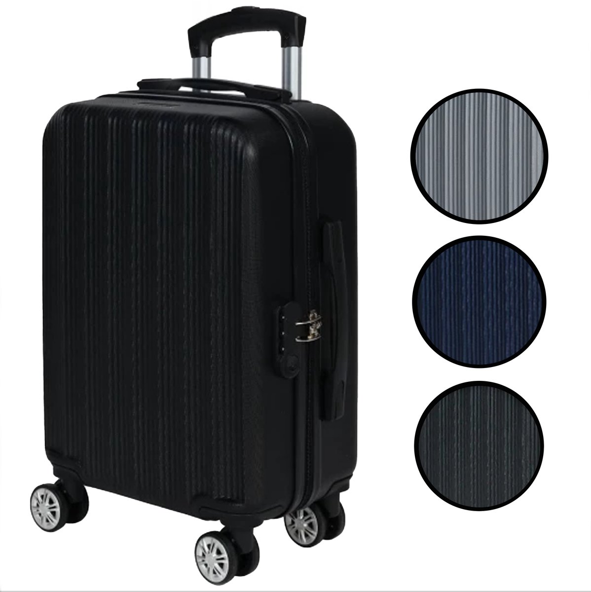 Leonardo Koffer Handbagage - Reiskoffer met Wielen Handbagage - met Kofferslot - 52 x 34,5 x 20 cm - Zwart