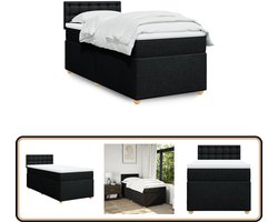 vidaXL Boxspring met matras stof zwart Single (alleen AU)