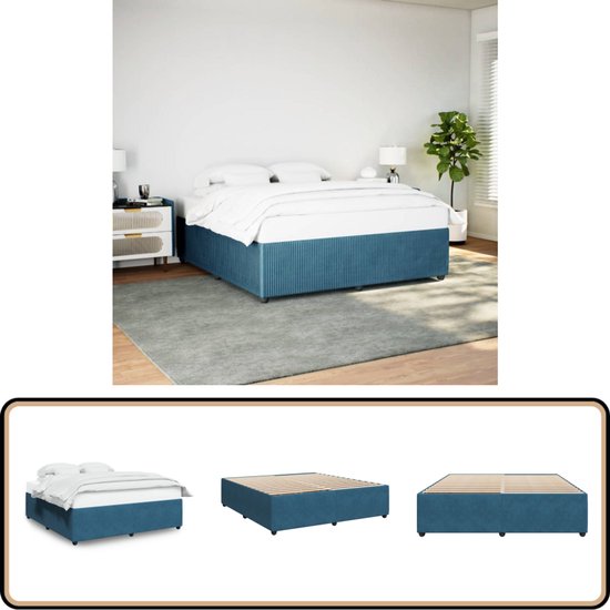 vidaXL - Cadre de lit - velours - bleu - 200x200 - cm