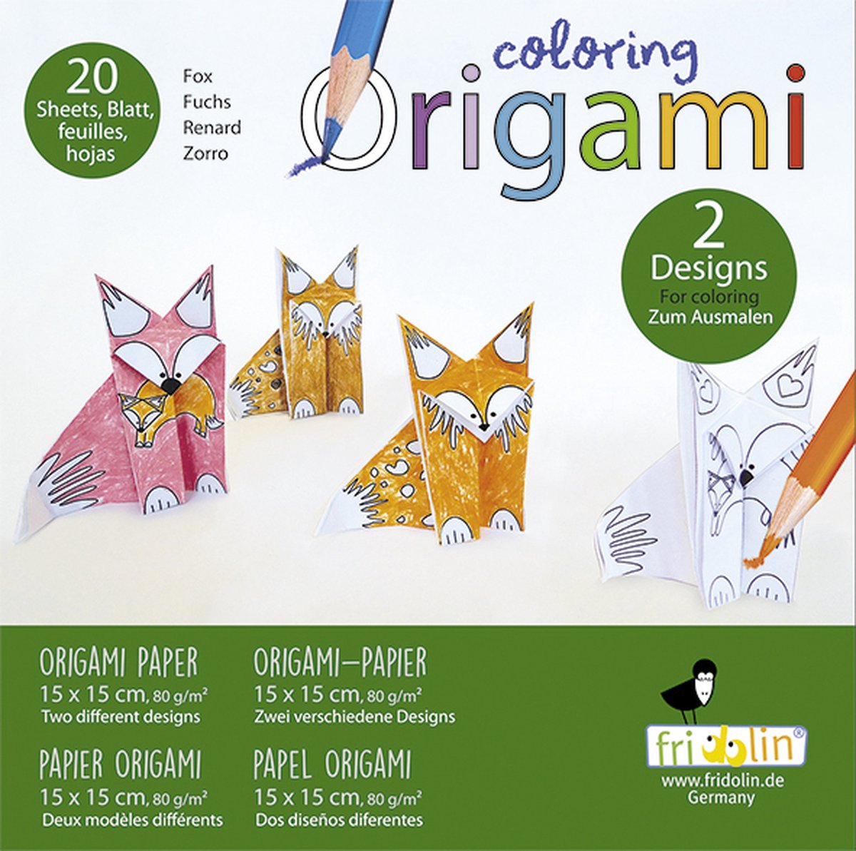 FRIDOLIN Kleurplaten Origami - Vos.
