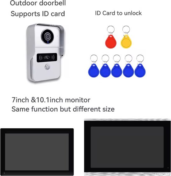 Witte Smart Video Deurbel - Tweeweg Intercom - 7 Inch Monitor Scherm - Incl. 32G SD-kaart - Draadloze Verbinding Via App - Bewakingscamera's - Deurbelsysteem - 1080P — afbeelding 4