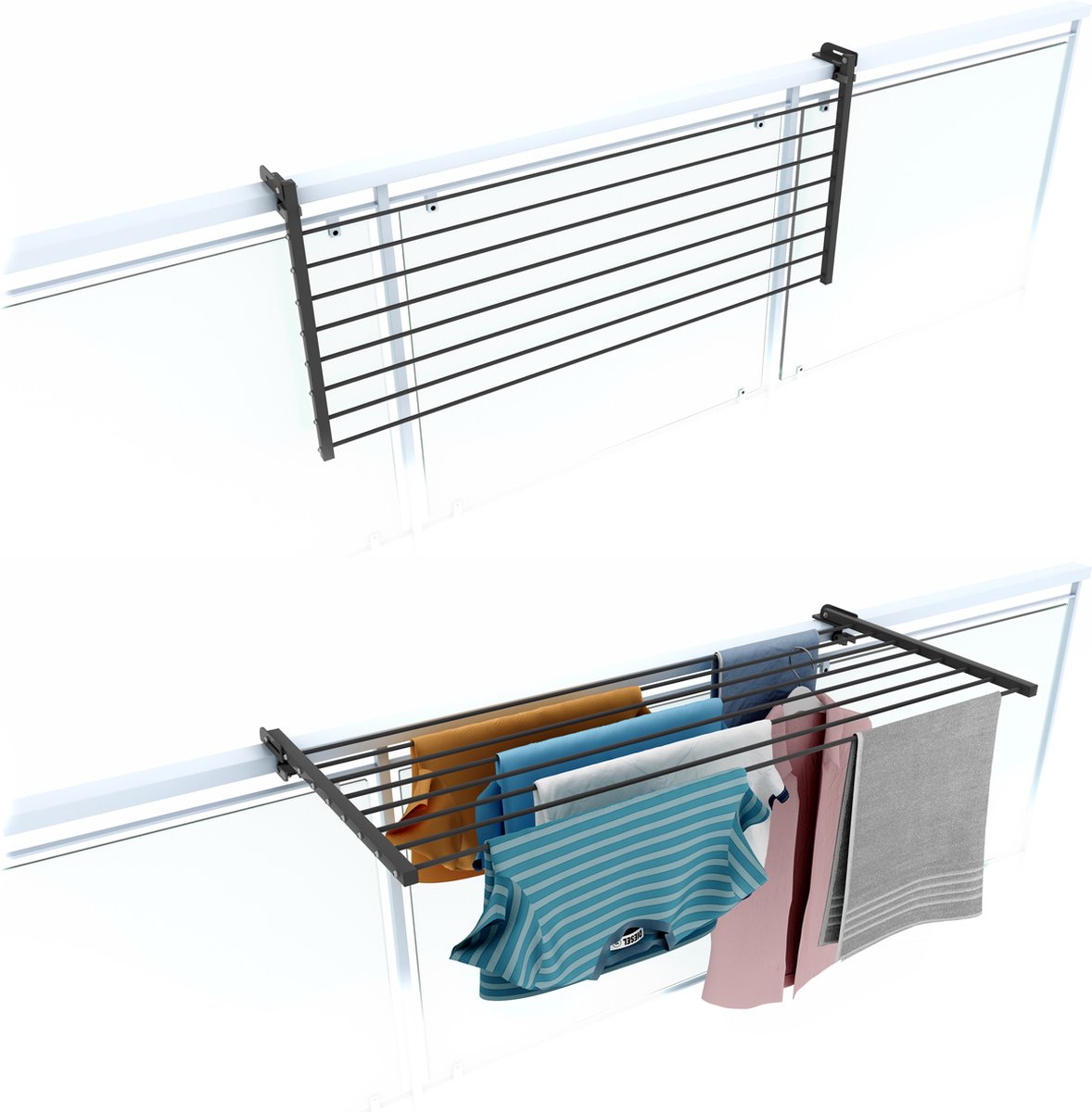 Foxydry Duo 118 cm balkon-droogrek - antraciet - rechthoekige reling