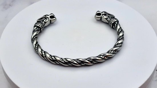 Mei's - Viking Oath Ring Small - armband heren - draak - RVS zilver - polsmaat 16-19 cm