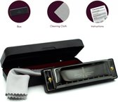Mondharmonica C voor Volwassenen en Kinderen - Instructieblad - Metallic Black Blues Harp