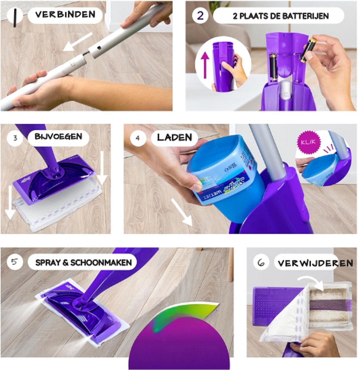 Swiffer WetJet Startset - Alles-in-één dweilsysteem - Veilig op hout