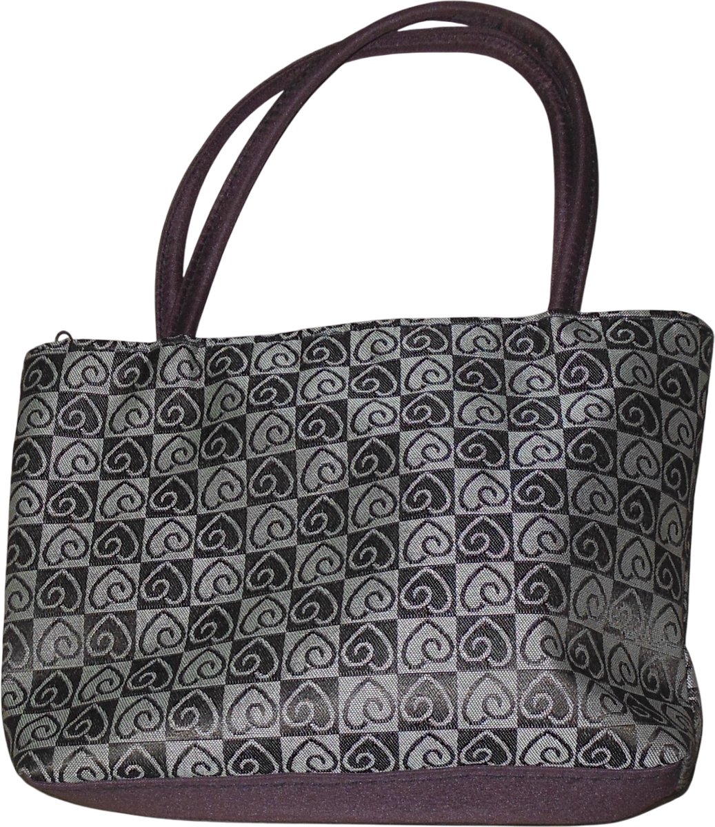 Handtas met hartjes-patroon beige-bruin