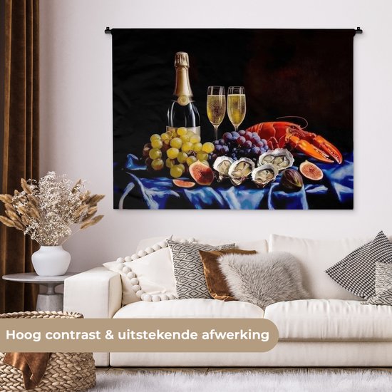 Tapisserie murale 150x112 cm - Toile murale Champagne - Luxe - Huîtres - Tapisserie - Tapisseries