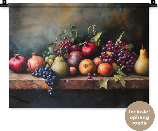 Tapisserie murale 60x45 cm - Toile murale rustique - Nature morte - Fruits - Tapisserie - Tapisseries