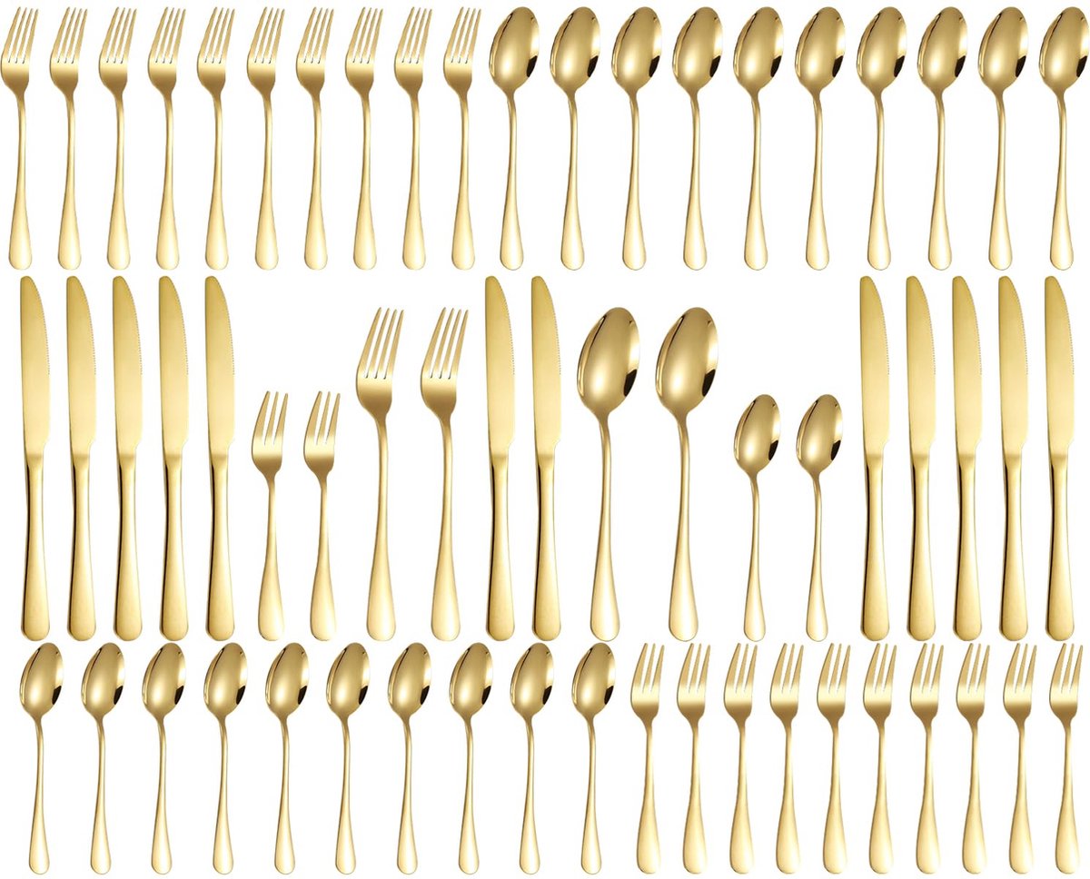 La'Moussawi ® Elegante 60-delige Bestekset voor 12 Personen, Hoogglans en Vaatwasmachinebestendig