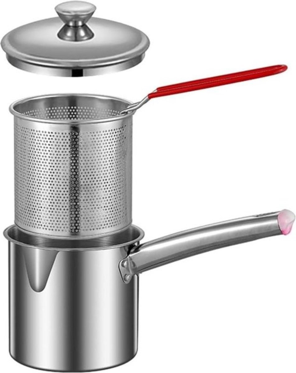 Multifunctionele Frietpan - Inclusief Deksel en Frituurmand - Compact Ontwerp