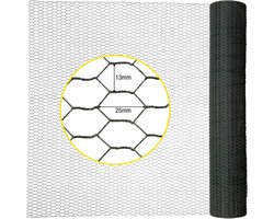 Kippengaas – Verzinkt Staal – 25M Lang, 1M Hoog, Maaswijdte 25x45 mm – Grijs – Pluimveegaas, Konijnengaas, Volièregaas – Horizont