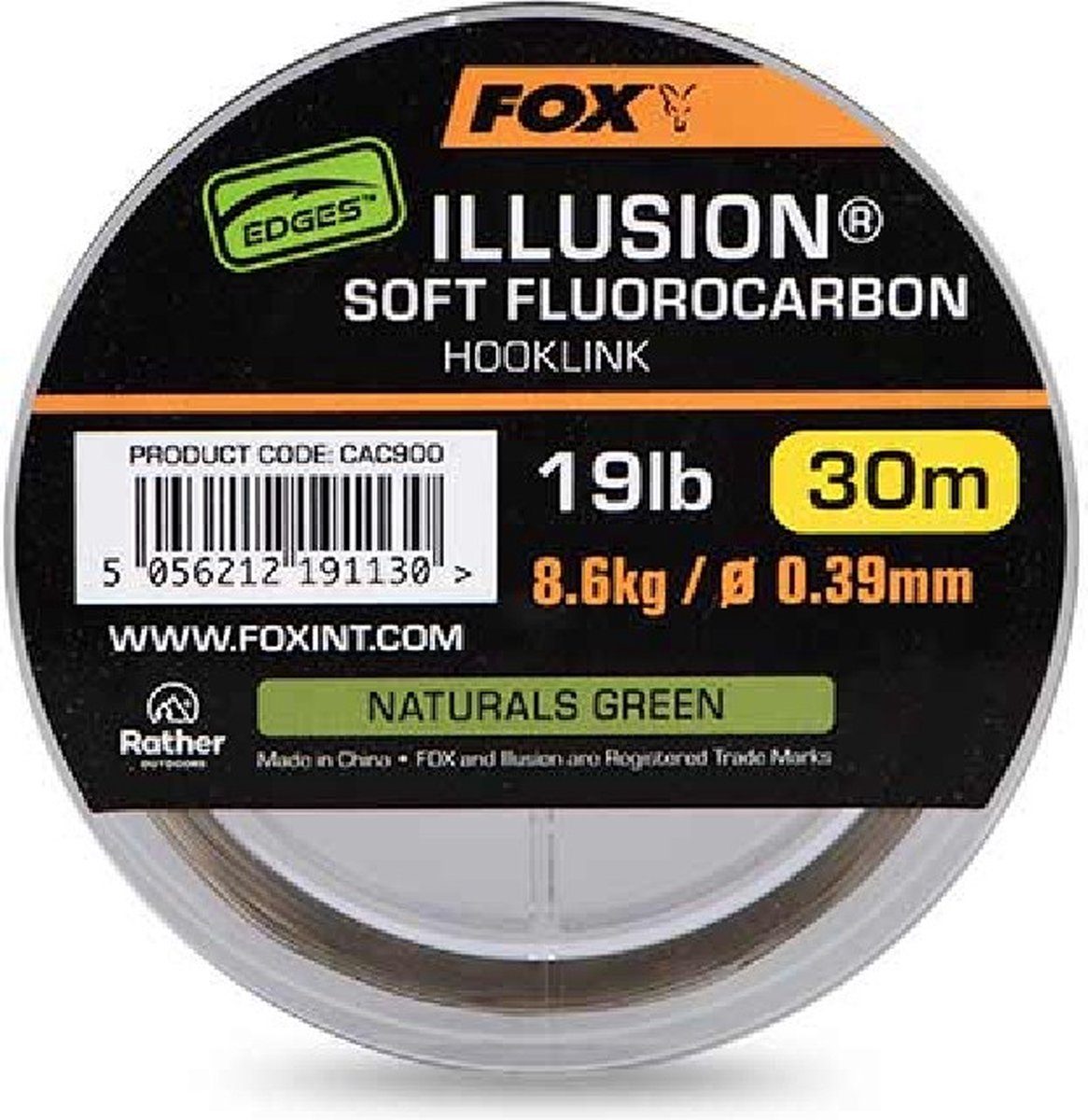 Fox Illusion Soft Fluorocarbon - Natural Green (30m) - Maat : 19lb - 8.6kg - 0.39mm