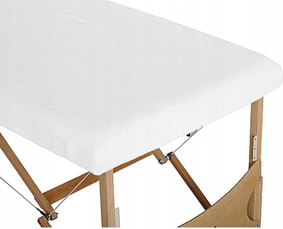 HABYS® Badstof Hoeslaken Massagetafel Wit – Zonder uitsparing – Geschikt voor massagetafels met lengte 180 tot 185 cm – 63 tot 71 cm breedte