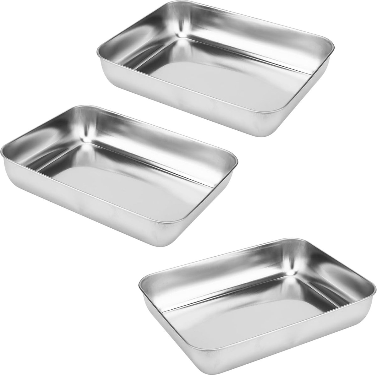 JGS ® Set van 3 bakvormen, 25 cm, roestvrij staal, rechthoekige broodvorm, bakvorm, roestvrij staal, broodbakvorm, toastbrood, bakvorm voor brood en cake, vaatwasmachinebestendig en ovenvast