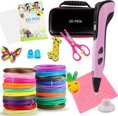 TinyPlay - 3D Pen Starterspakket XXL - 100m Filament - Opbergcase - Schaar - Tekenmat - Tekenboek - Vingerbeschermers - Knutselen Meisjes & Jongens - 3D pennen - Roze