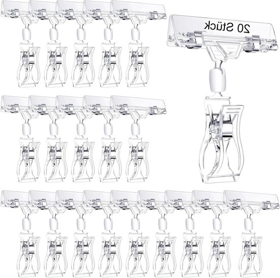 Porte-étiquettes rotatif en plastique transparent, à Clip, pour affichage, logo