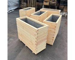 AMISHOUT - Hoge houten plantenbak 100x40x72 – naturel bloemb