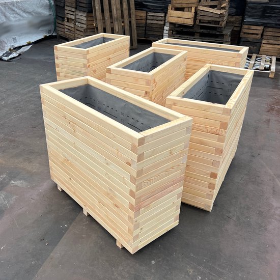 AMISHOUT - Jardinière haute en bois 100x40x72 – jardinière d'extérieur naturelle