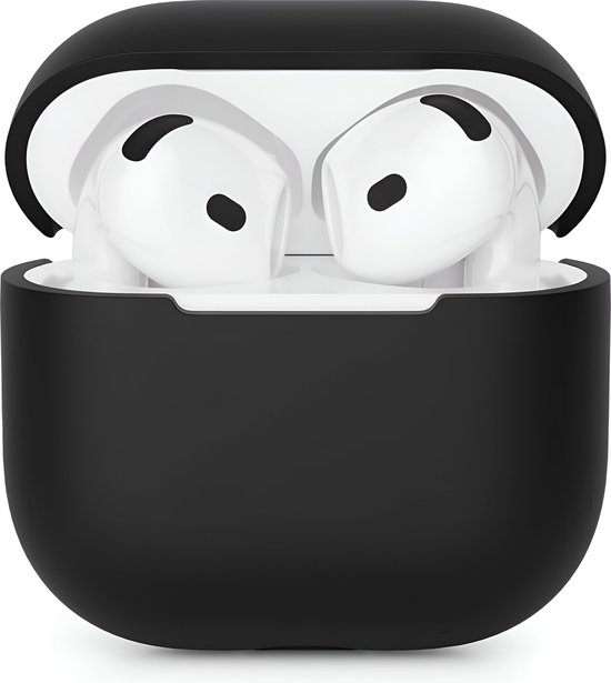 Studio Air Hoesje geschikt voor Airpods 4 - Schokbestendige Siliconen Case - Zwart