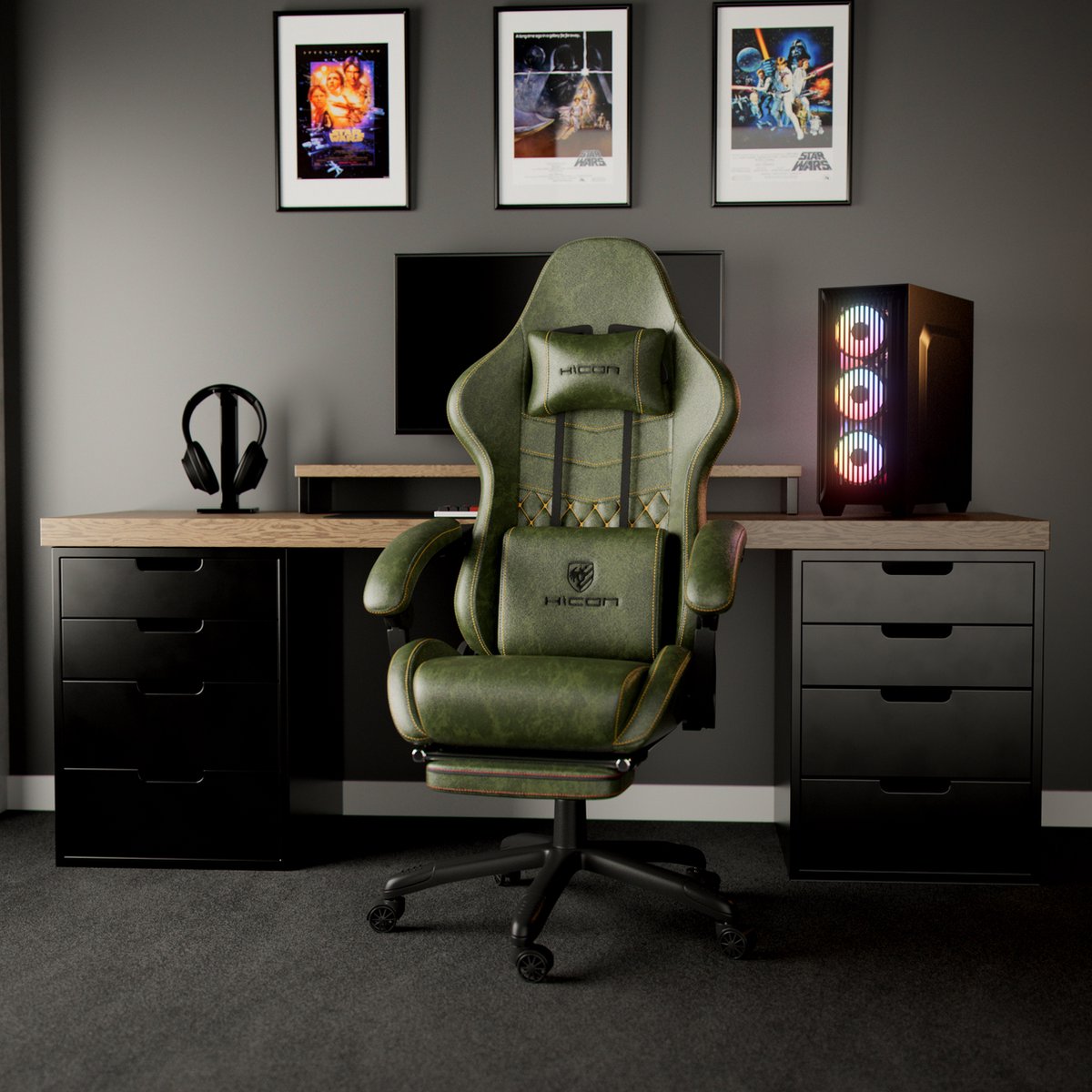 HICON Gaming Chair Vittoria Ergonomisch Groen - afbeelding 3