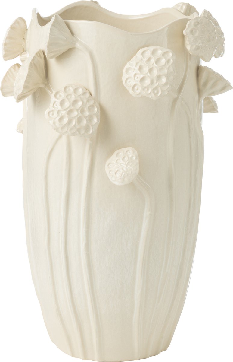 J-Line vaas Botanica Lotus - keramiek - beige - 51 cm hoog