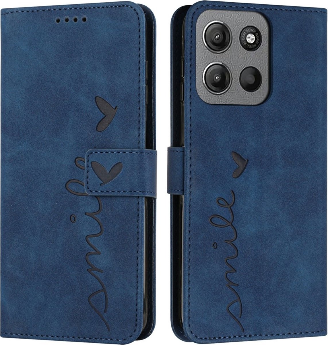 Coverup Hoesje - Geschikt voor Motorola Moto G15 / G15 Power Hoesje - Coverup Smile Book Case - Blauw
