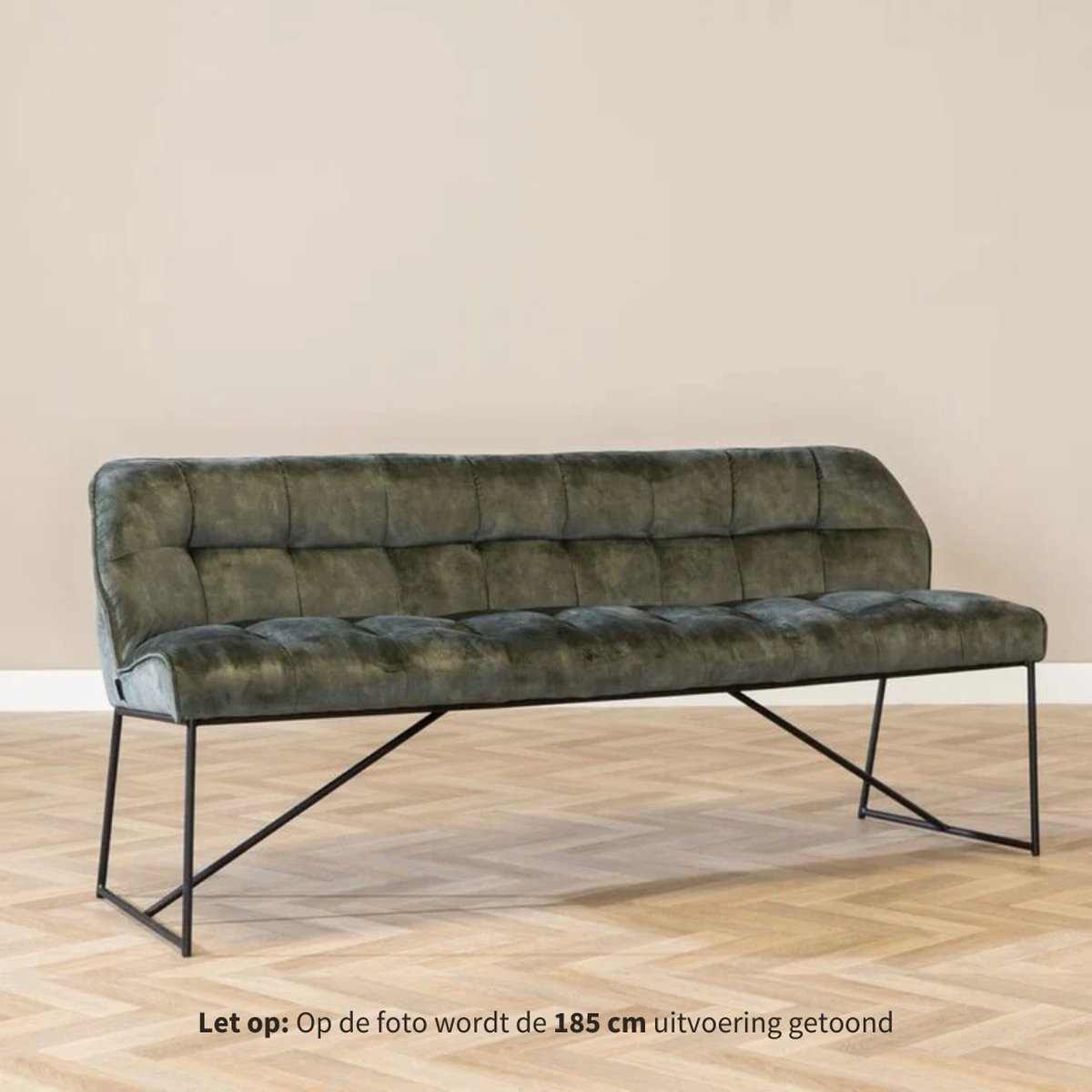 Bronx71 Velvet eetkamerbank Janna groen 220 cm - eettafelbank - eetbank Olive / groen