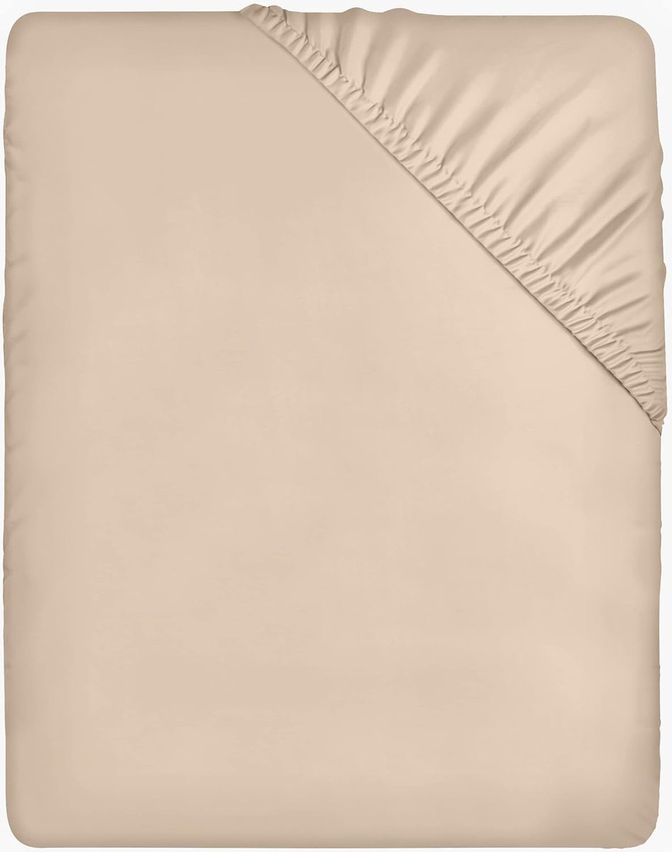 Azalia Hoeslaken voor een Frans bed, 120 x 200 cm, met elastische hoeken, van geborstelde polyester-microvezel, beige
