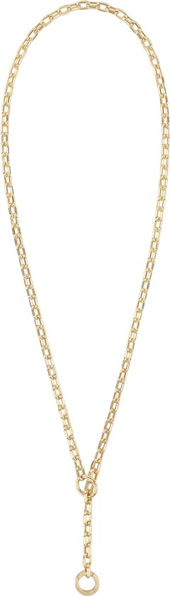 Gouden schakelketting met een ring aan het uiteinde.
