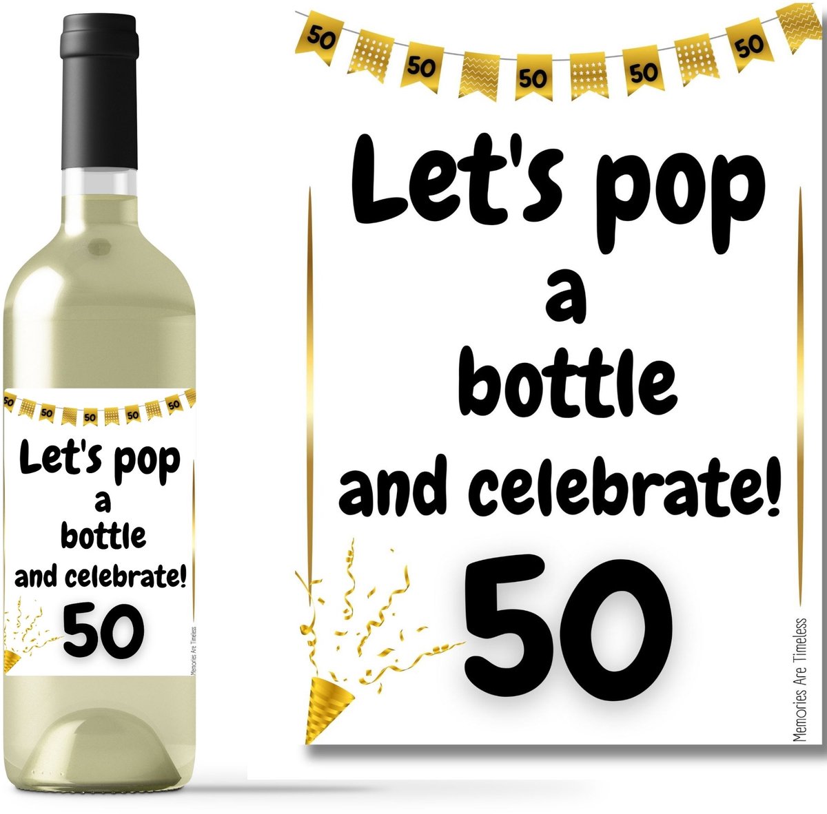 Wijnetiket 50 Jaar Abraham Sarah Feliciteren | Wijnlabel Sticker | Flesetiket voor 50e Verjaardag of Jubileum