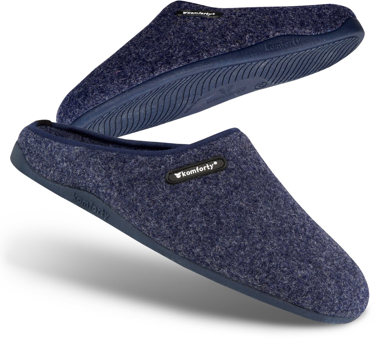 Komforty Pantoffels | MarineBlauw | Maat 36 | Duurzaam | Antislip | Unisex | Topkwaliteit Sloffen van Italiaans wol | Uitneembare traag schuim zool