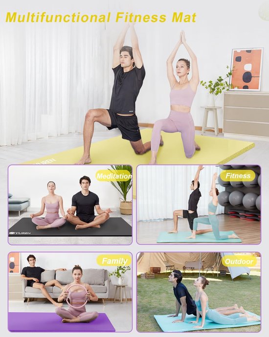 Yoga Mat Extra Dik - Geschikt voor Sport en Pilates - 1 stuk - NBR - Groot 200×130cm — afbeelding 4