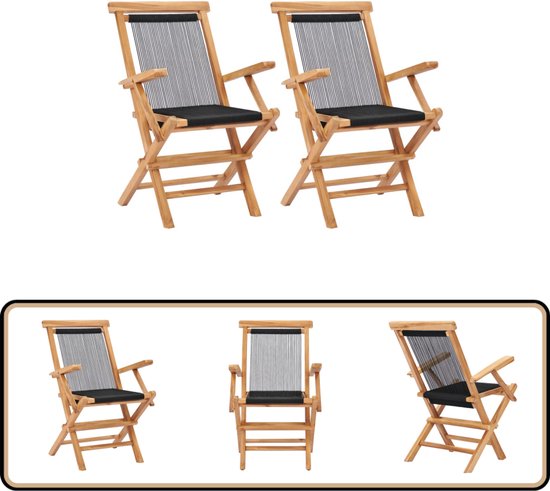 Tuinstoelen 2 st inklapbaar bamboe