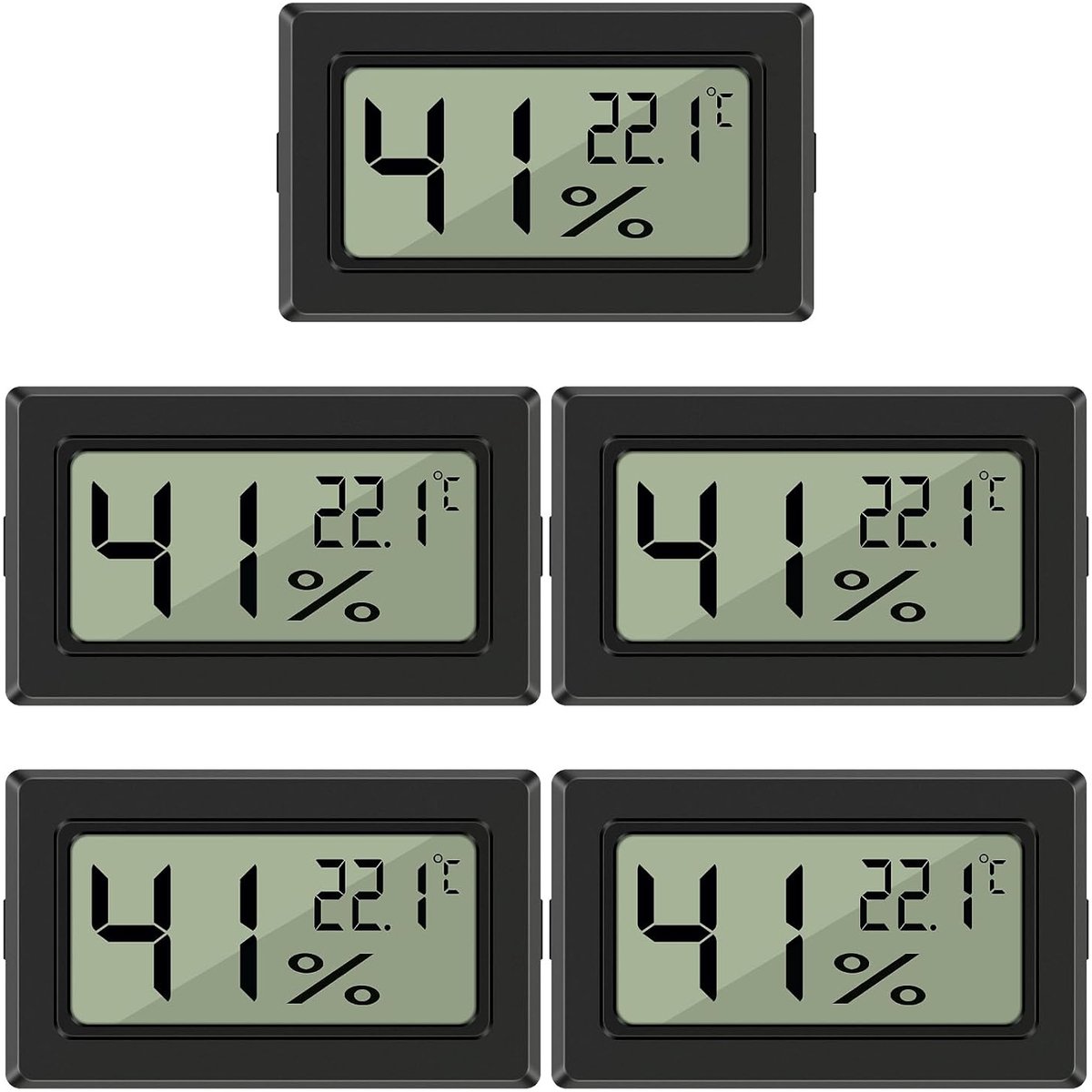 5 Stuks Digitale Mini LCD Hygrometer en Temperatuurmonitor - Nauwkeurige Metingen voor Thuis, Kantoor en Glazenhuizen