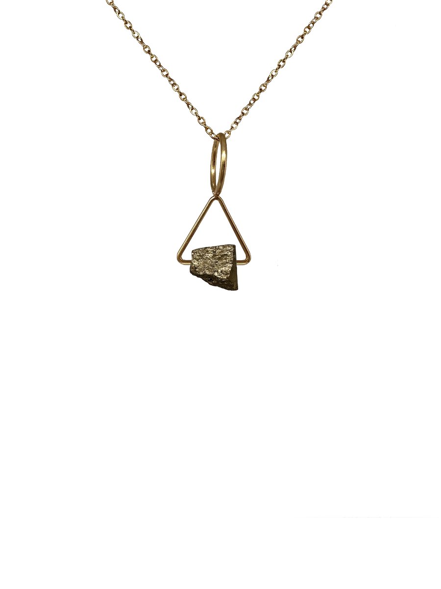 Pyriet edelsteen ketting met hanger dames - Sieraden - Roestvrij staal ketting - Goudkleurige ketting - 50cm + 5cm - Perfecte cadeau voor je dierbaar